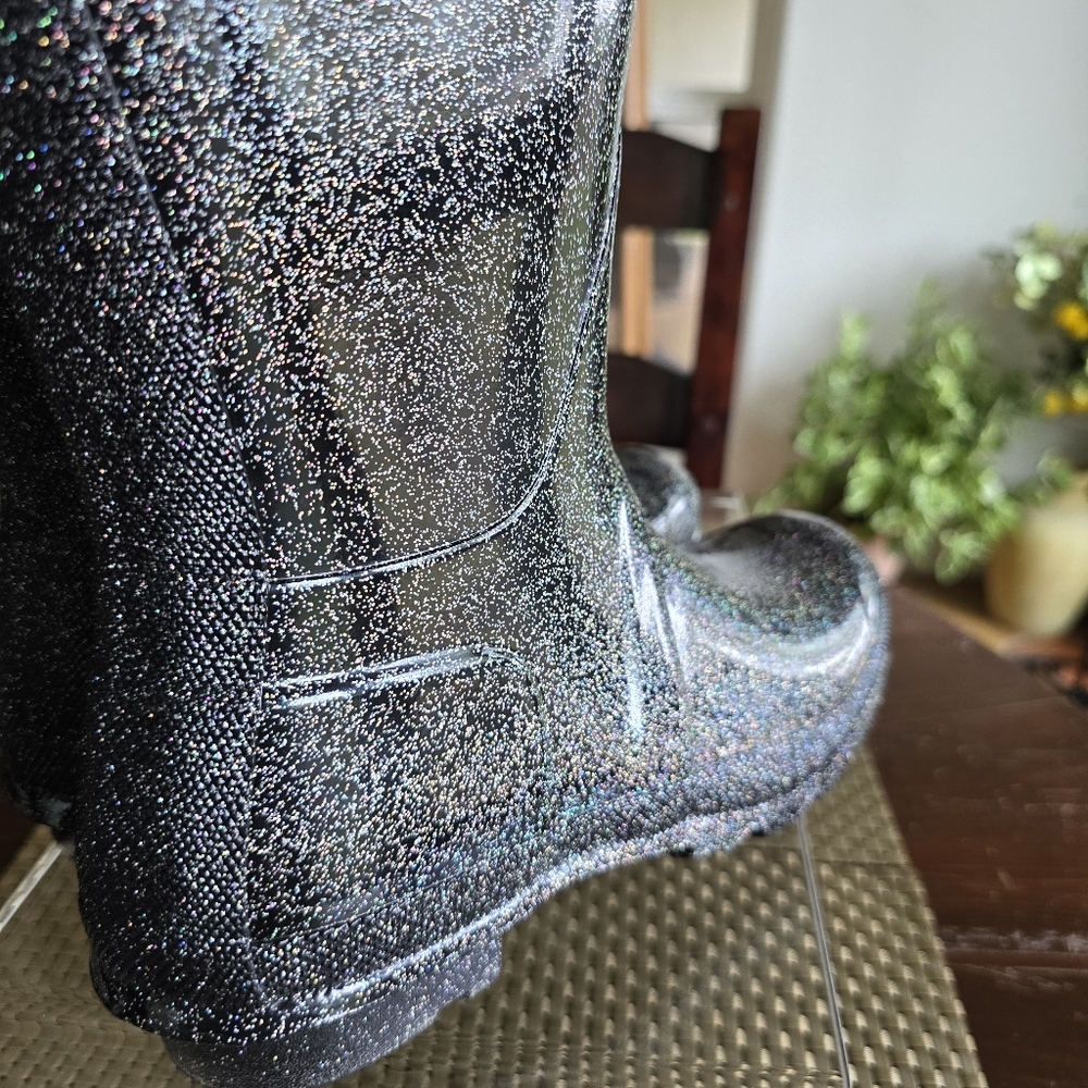 EUC Hunter Black Glitter Rain Boots 7 - Picture 4 of 14